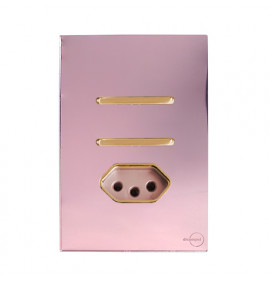 Cj Interruptor Duplo Simples + Tomada 10a 4x2 - Novara Glass Ouro Rose Gold